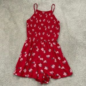 red floral hollister romper
